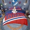 Homewish Baseball Duvet Cover Set Boys Sport Bedding Set American City Silhouette Bedroom Set Room Decor