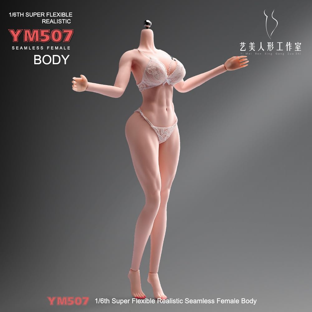 1/6 Maßstab Weiblicher Körper, 12-Zoll Muskel Fitness Super Flexibel Nahtlos Helle Haut Figur Edelstahl Skelett Miniatur Soldat Action Figur Modell