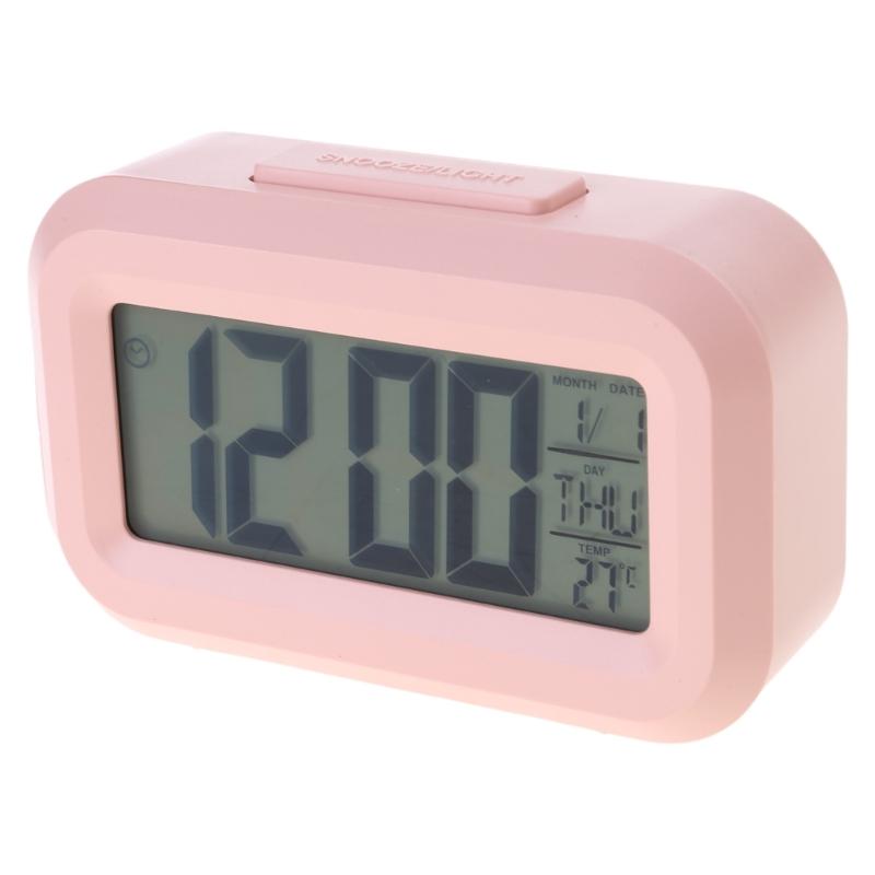 

Table Clocks with Temperature Calendar Week Display Electronic LED Backlit Snooze Clock Mini Music Digital Alarm Clock розовый