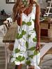 New European and American hot-selling women's clothing fast-selling T strap V-neck lace fashion printed dress