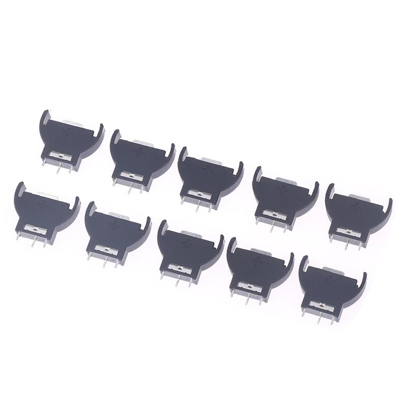 10Pcs/set Black Plastic CR2032 Battery Holder Vertical Half-Round Cell Coin Battery Socket Case Module For 3V Batteries