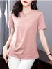 Women Summer Spring Fashion Cotton Blouses Shirts Lady Fashion Casual Short Sleeve O-Neck Solid Color T-shirt Blusas Tops