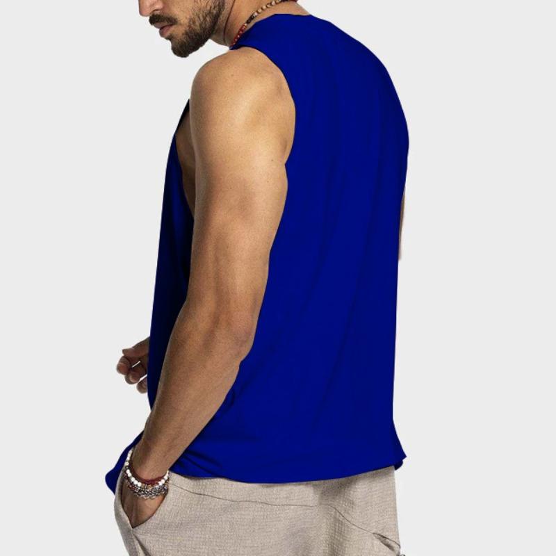 Men's Summer Sun Cotton Vest, New Solid Color Sleeveless Tank Top, Loose Casual Athletic Cami for Men