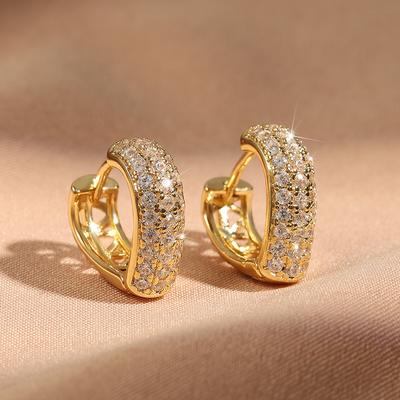 ZAKOL Gorgeous Buling Micro-intact Zircon Peach Heart Circle Hoop Earrings Simple Clear CZ Earring Women‘s Zircon Gift