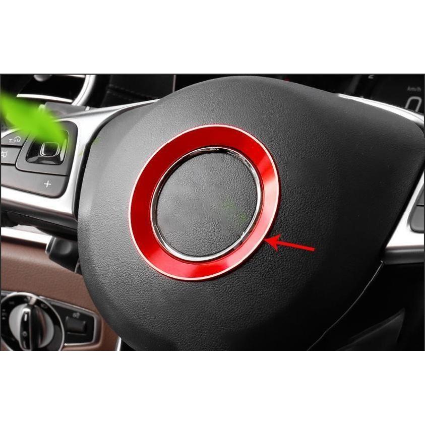 For Mercedes-Benz GLC 2016-2022 Red Alloy Steering Wheel Horn Button Ring Trim