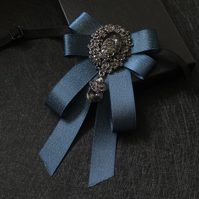 Band Handgefertigt Schleife Brosche Damen Strass Kristall Krawatte Britischer Stil Herren Anzug Hemdkragen Hochzeits Schmuck