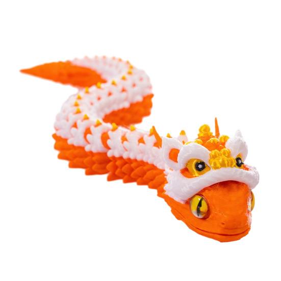 10" 3D Printed Snake Toy Movable Articulated Lion Dance Snake Figurine Flexible Animal Fidget Toy for Kids Collectors Home Office Executive Desk Decor