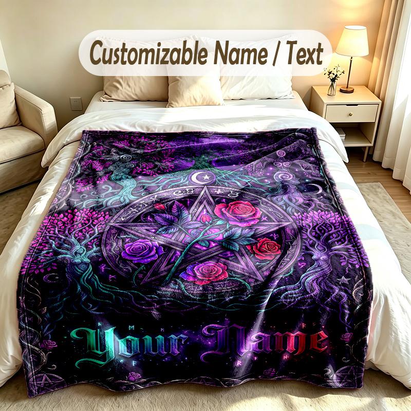 Fantasy Magic Theme Custom Blanket Personalized Name & Text Customized Soft Warm Throw Blanket Home Decor