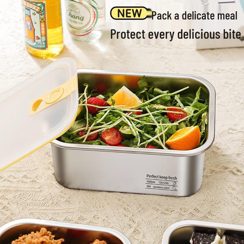 304 Stainless Steel Rectangular Food Storage Container with Lid