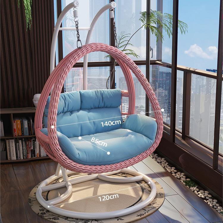 Indoor/Outdoor Rattan Hanging Basket Chair: Rocking Double Swing & Lazy Hammock