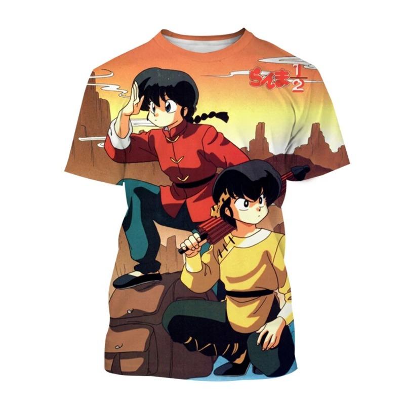 Japanese Anime Ranma Anime Character Casual Cute Unisex 3D Printed Character Short Sleeve T-shirt