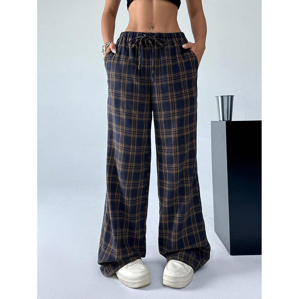 2024 Cross-border Teen Camouflage Elastic Drawstring Wide-Leg Pants