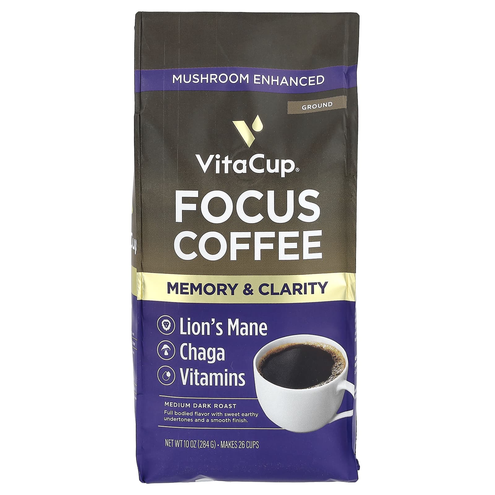 

VitaCup Focus Coffee, Молотый кофе, Средне-темная обжарка, 284г (10 унций)