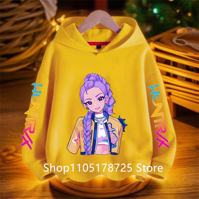 New KPop Demon Hunter Cartoon Girls Boys Hoodies Children's Korean Wave Print Fashion Casual Tops Casual Girls Clothing Warm