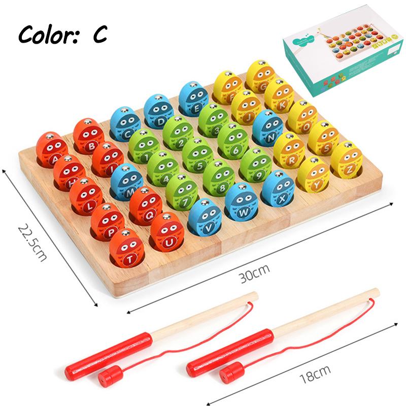 Toys Toys Wooden Montessori Magnetic Fishing Learning Alphanumeric Colors Matching Sorting Interactive Game Early Education Kids