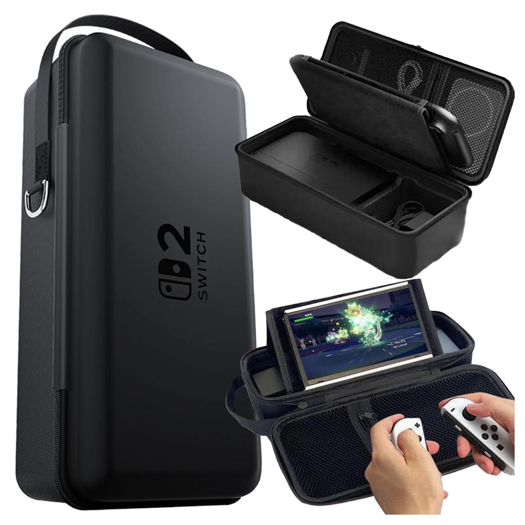 Pokrowiec Do Nintendo Switch 2 2025 Torba Ochronna Duże Twarde Etui Eva, Kuferek, Wodoodporna, Lekka, Z Uchwytami Alogy Hardfoambag™ - Czarna