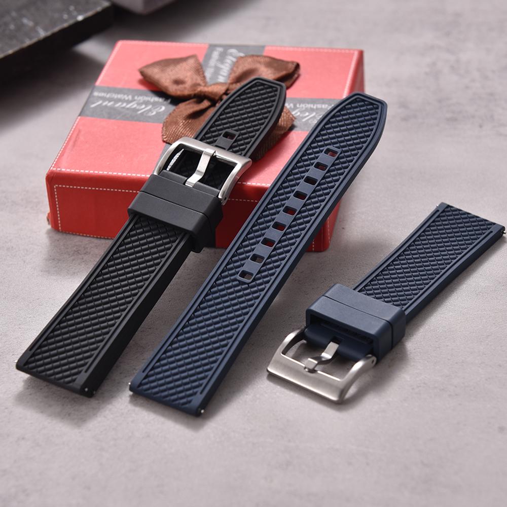 New Design HAISCH FKM Rubber Watch Strap 18mm 20mm 22mm 24mm Bullet Shape Quick Release Watch Bands Diving Waterproof Wristbands