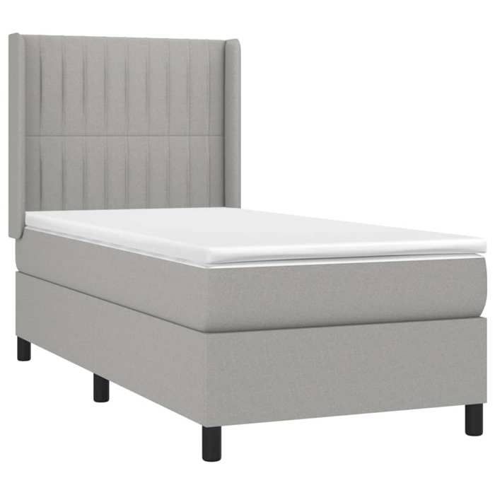 3131561 vidaXL Lit à sommier tapissier avec matelas Gris clair 90x200 cm Tissu