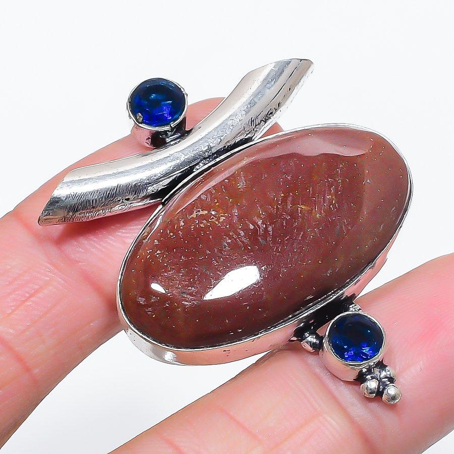 

Натуральный гелиотроп, топаз 925 пробы серебро ювелирная подвеска 1,81 m3M99