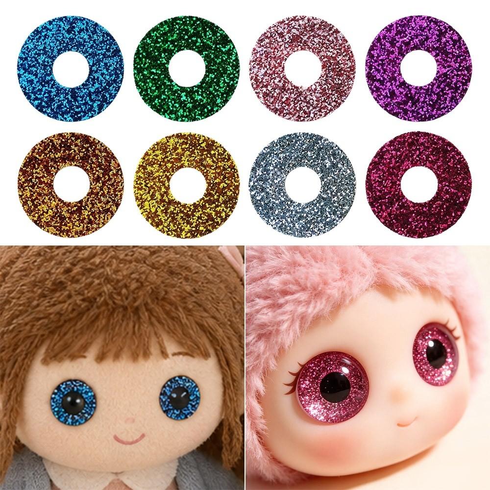100pcs/bag 18mm Round Glitter Fabric Plastic 3D Comical Round Glitter Toy Eyes