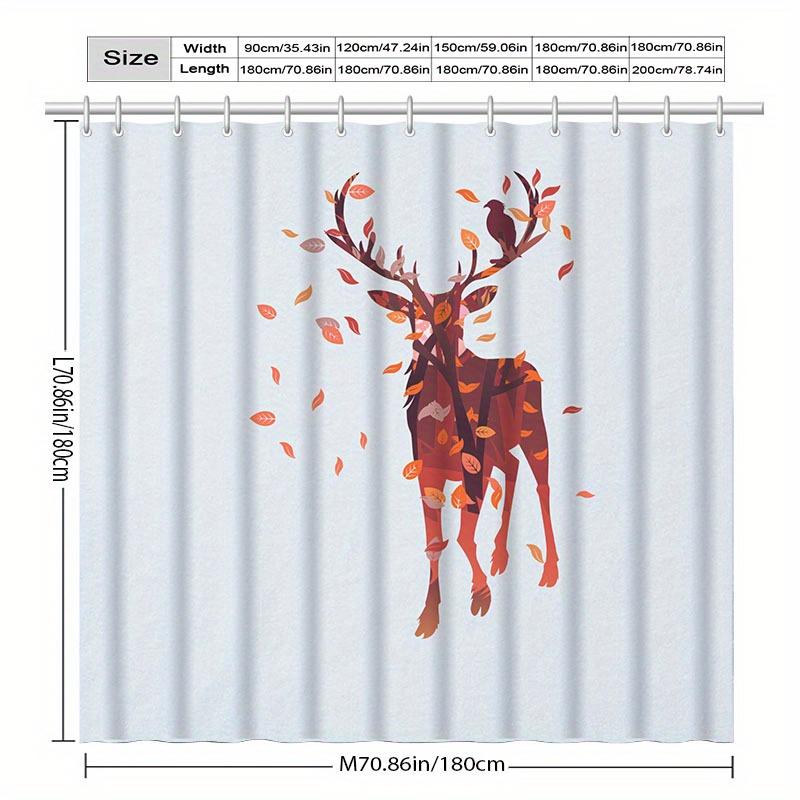 Elegant Orange Stag Art Bath Drapery – Waterproof Polyester with Hooks, Machine Washable Holiday & All-Season Decor