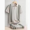 STORN Men's Polo Shirt Stripe Old Money Style Short Sleeve Soft Breathable Casual Elegant Daily Wear Luxe Polo Shirts for Male