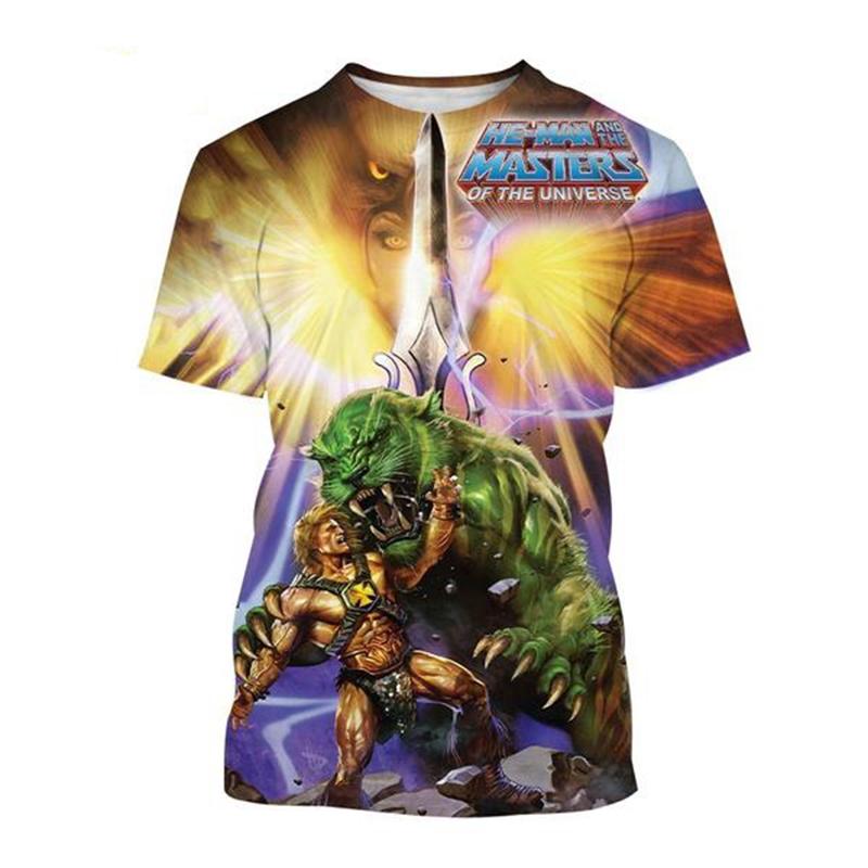

Нова мода Мультфільм Аніме He-Man Майстри Всесвіту 3D-друк Чоловіча футболка Особистість Хіп-хоп Повсякденна футболка унісекс L