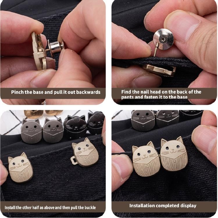4 Pairs Jeans Button Pins No Sewing Required Trousers Waist Tightener Lovely Cats Waist Buckles Trouser Button Pins