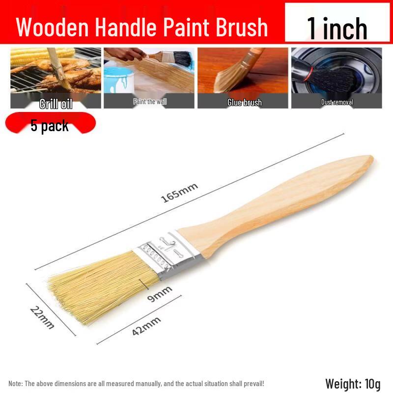 

Jundingying 1-inch Thickened Hog Bristle Paint Brush 5-Pack