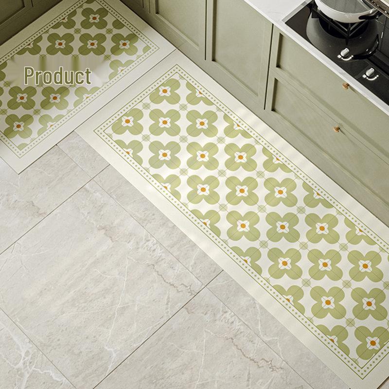 Non-Slip, Oil-Proof PVC Kitchen Floor Mat - Stain-Resistant, Easy-Clean, Full-Coverage Leather