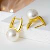 Classic luxury zircon earrings imitating pearl women's ear buckles earrings