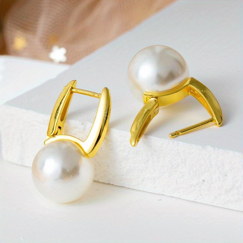 Classic luxury zircon earrings imitating pearl women's ear buckles earrings