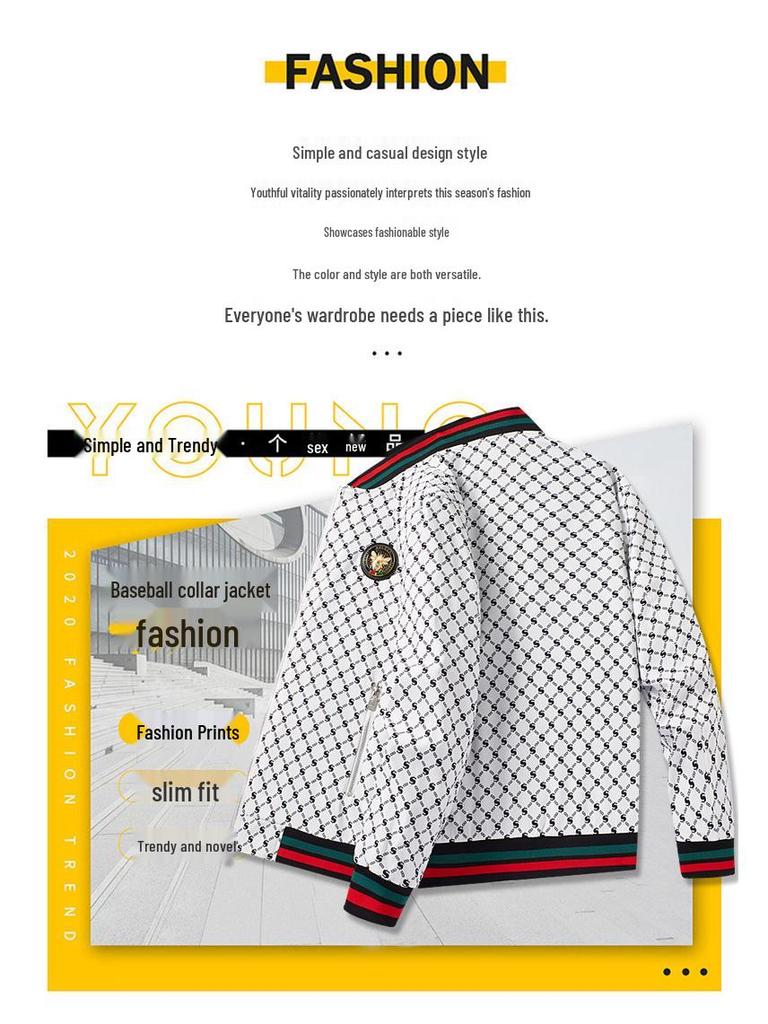 Evropská luxusní pánská bunda s potiskem písmen a baseballovým límcem 2025 Bestseller