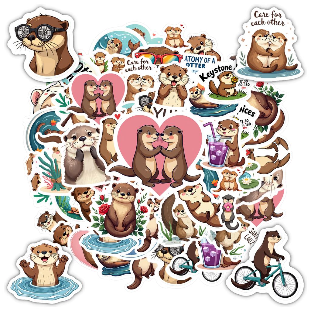 35pcs Otter Graffiti Stickers Cartoon Cute Otters Sticker Funny Waterproof Graffiti Decals Diy Laptop Phone Luggage Diary
