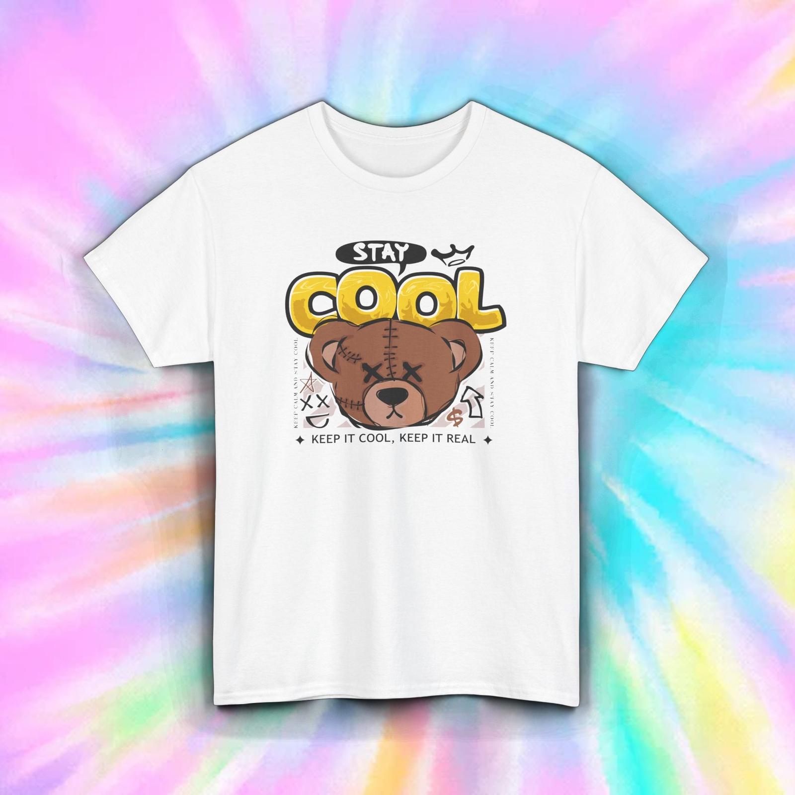 Stay Cool Bear Shirt Funny Cartoon Graphic Urban Streetwear Style Tee S-5XL XXXXL