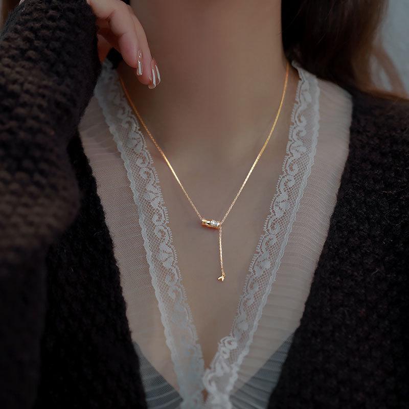 Bamboo Tassel Necklace for Women's New Style Light Luxury Exquisite High-end Design Niche