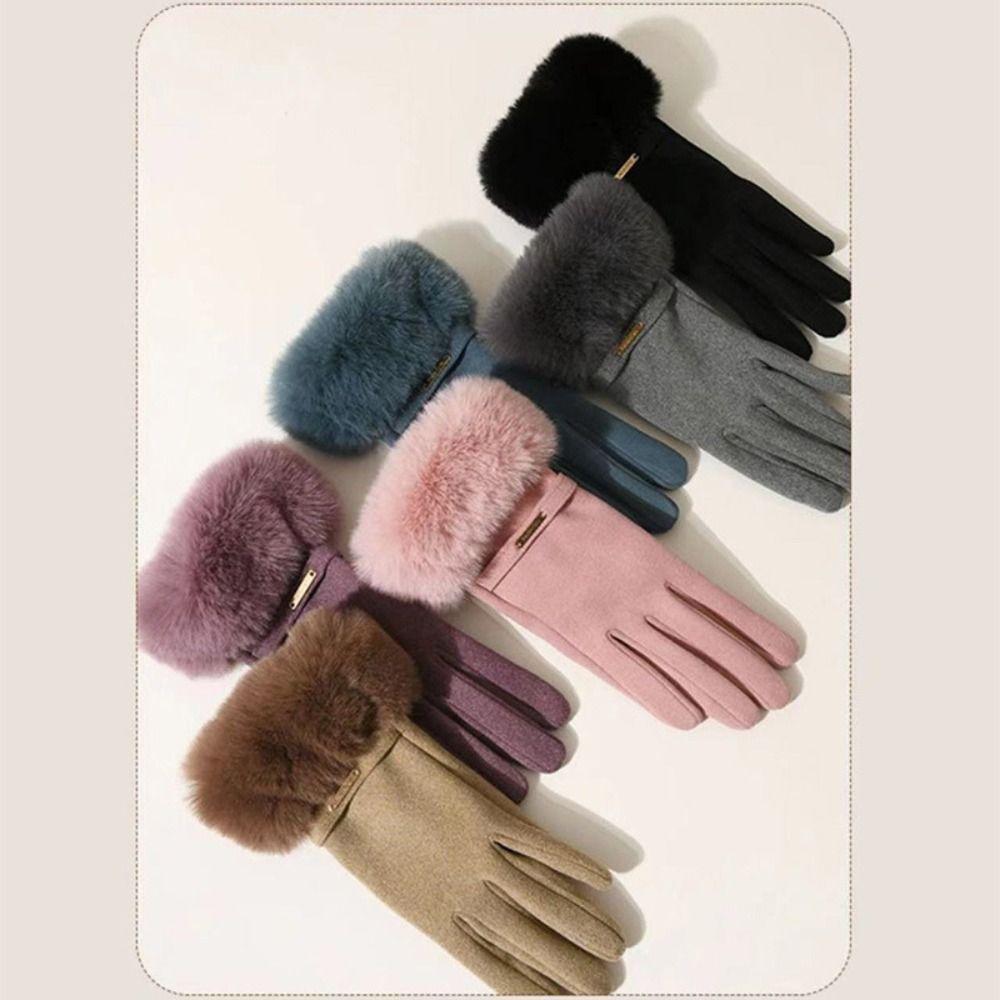 Velvet Winter Gloves Thick Women Mittens Skiing Plush Gloves  Outdoor