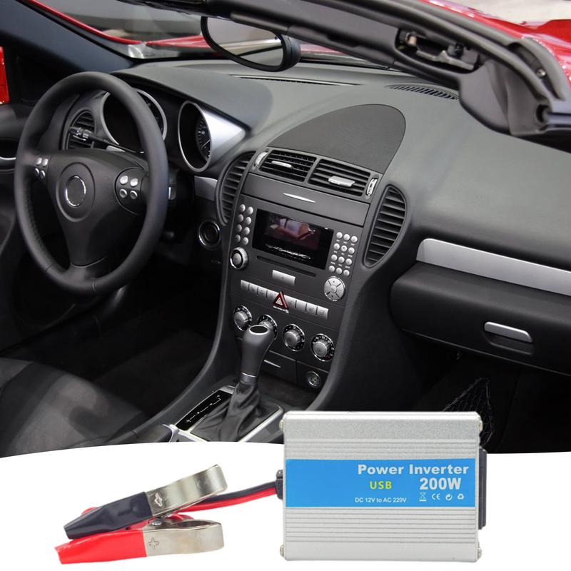 Car Inverter DC 200W Car Inverter DC12 To 220V USB Fast Charging Ports Car Charger With Double USB Ports For Camping Travel