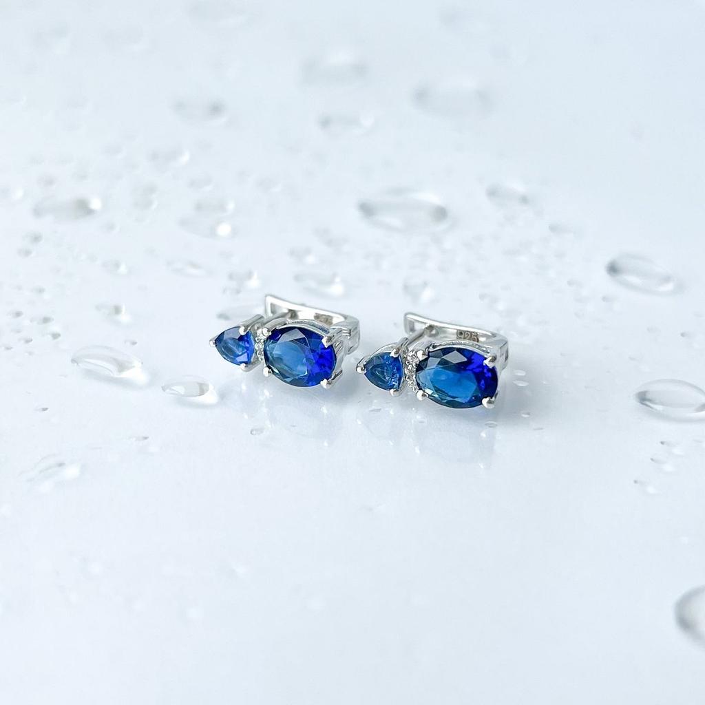 Silver Earrings with Nano Sapphire 2.298ct (2140771)