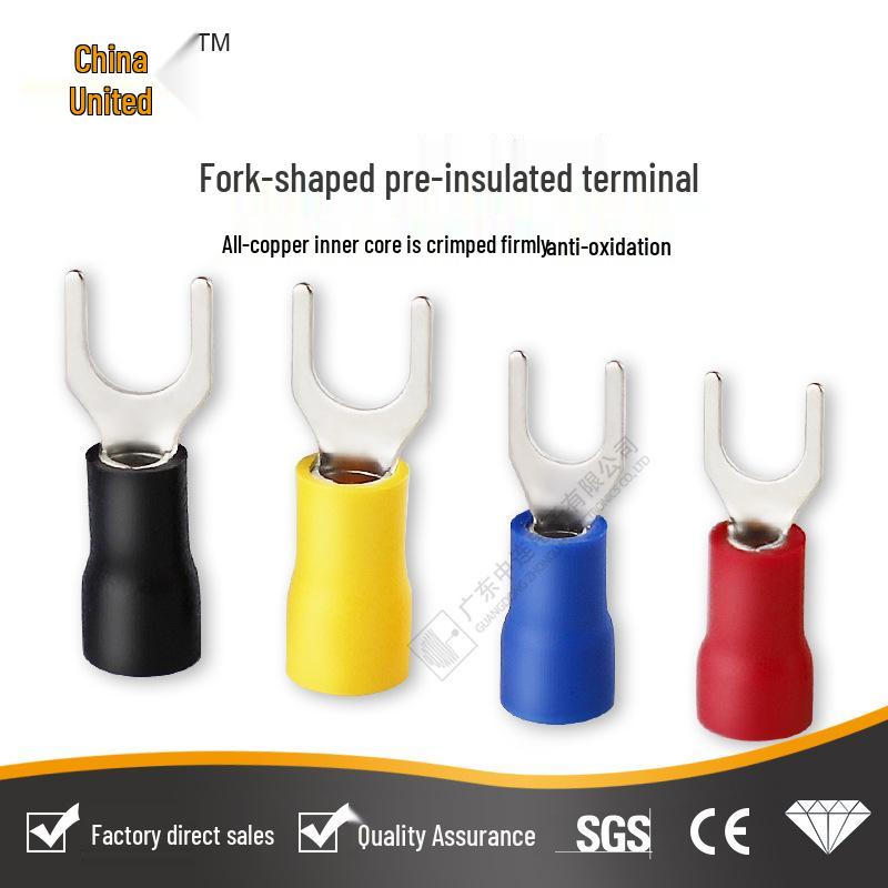 Intermediate PVC Insulated Fork Terminal SV Copper Cold Crimp Y-Type Quick Connect Wire Lug