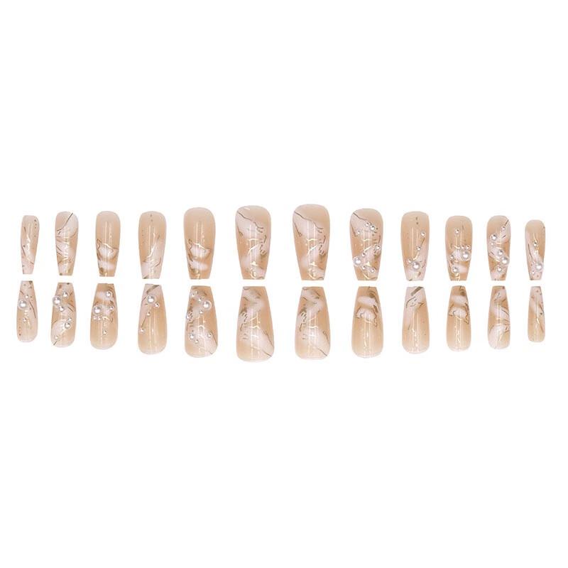 Fumede Girly Pearl Long Press-On Nails