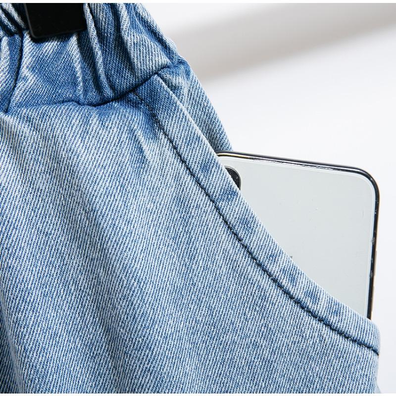 Dimanaf 2025 Primăvară Mărimi Mari Blugi Pantaloni Lungi Femei Casual Talie Înaltă Elastic Basic Largi cu Picior Lat