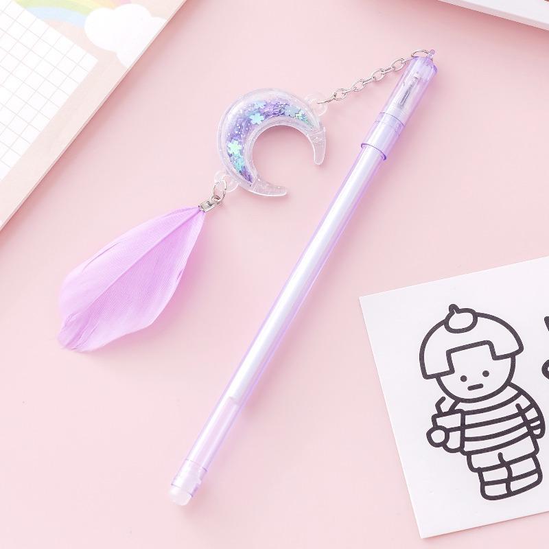 15Pcs Moon Pendant Neutral Pen Plastic Smooth Writing No Ink Leakage Portable for Students Teachers Office Creative Cartoon School Student Supplies