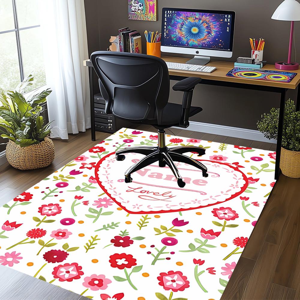 Custom Name Love Printed Carpet,Rug for Office Chair Living Room Bedroom Kitchen Room Decor Gifts.