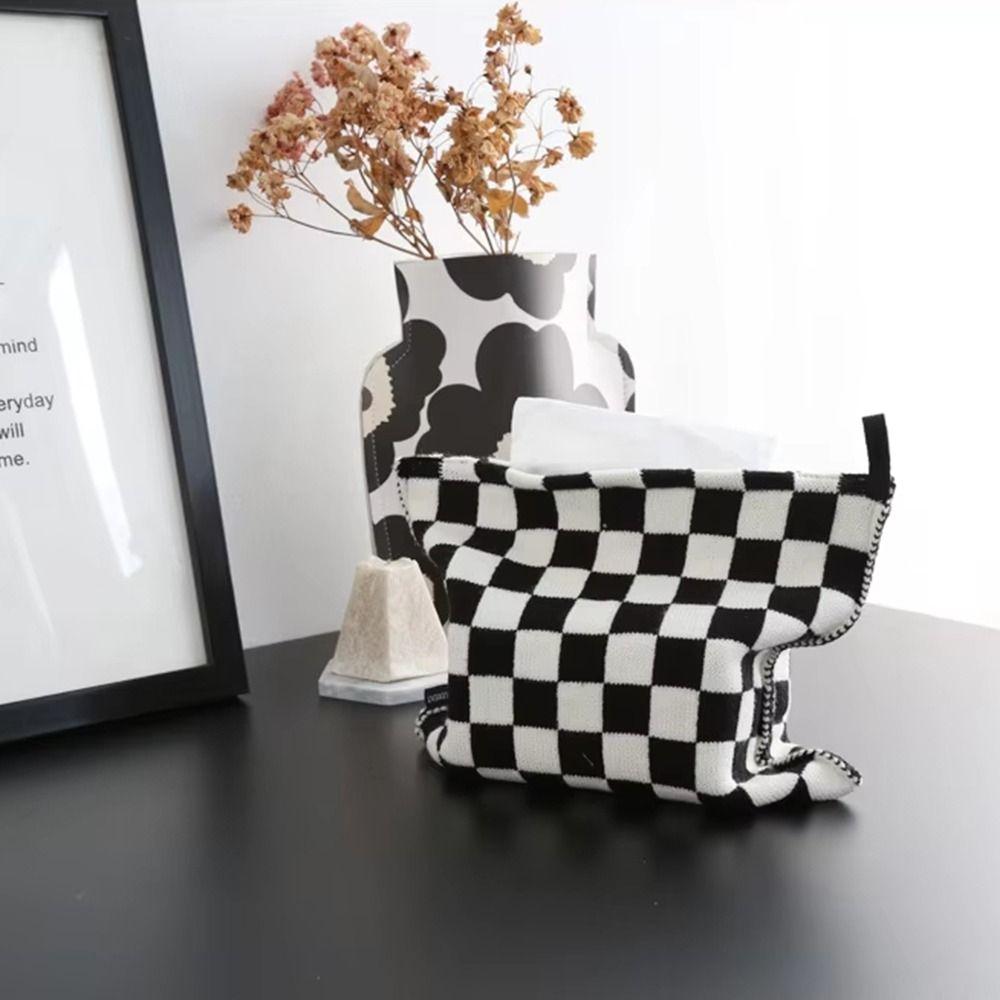Foldable Knitted Tissue Bag Dustproof Desktop Paper Towels Case  Dining Table