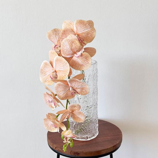 Orquídeas polilla artificiales de 9 cabezas, flores de seda falsas realistas, centro de mesa para bodas, fiestas, hogar, oficina, decoración de ramas florales de Phalaenopsis falsa