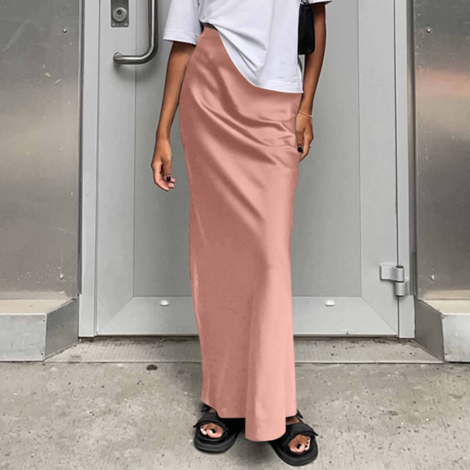 

Женская повседневная плиссированная юбка-миди трапециевидной формы с высокой талией и карманами для выходных XL светло-розовый