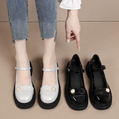 Mary Jane Ayakkabı Kadın Kalın Topuk Platform Loafer'lar İngiliz Stili Hafif Ağız Küçük Deri Ayakkabılar Tek Kelime Tokalı Tek Ayakkabı