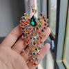 Crystal Peacock Rhinestone Brooch Exquisite Chest Flower Pin Peacock Badge Pin  For Suits