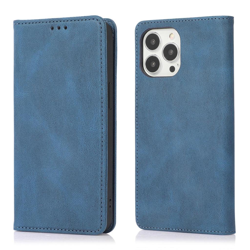 iPhone 17 Pro Max Magnetic Leather Flip Case in Pure Black